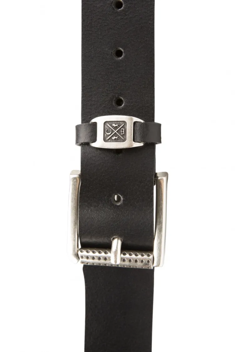 Gürtel aus Leder mit Metall-Logo black