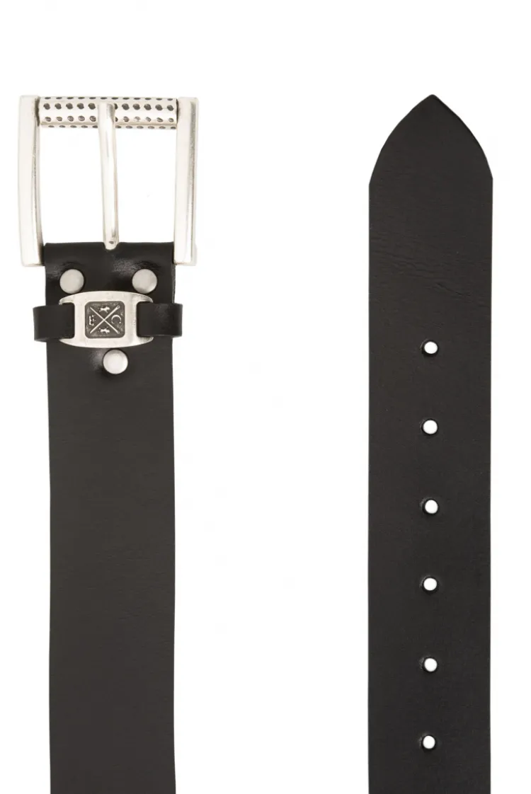 Gürtel aus Leder mit Metall-Logo black