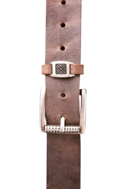 Gürtel aus Leder mit Metall-Logo brown