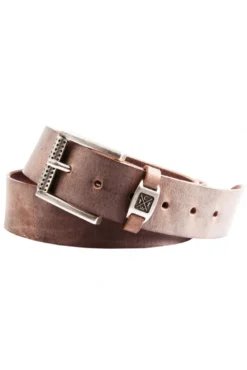 Gürtel aus Leder mit Metall-Logo brown