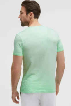 Henley-Shirt Oil Dyed mit Frontprint neon green