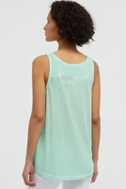 Henley-Top Oil Dyed mit Rückenprint french mint