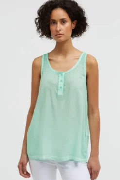 Henley-Top Oil Dyed mit Rückenprint french mint