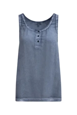 Henley-Top Oil Dyed mit Rückenprint soft azure