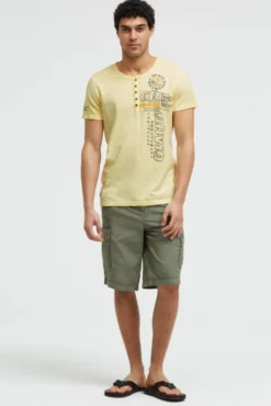 Henley-T-Shirt mit Print und Stickereien lemon juice