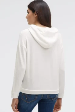 Hoodie aus Flauschstrick ivory