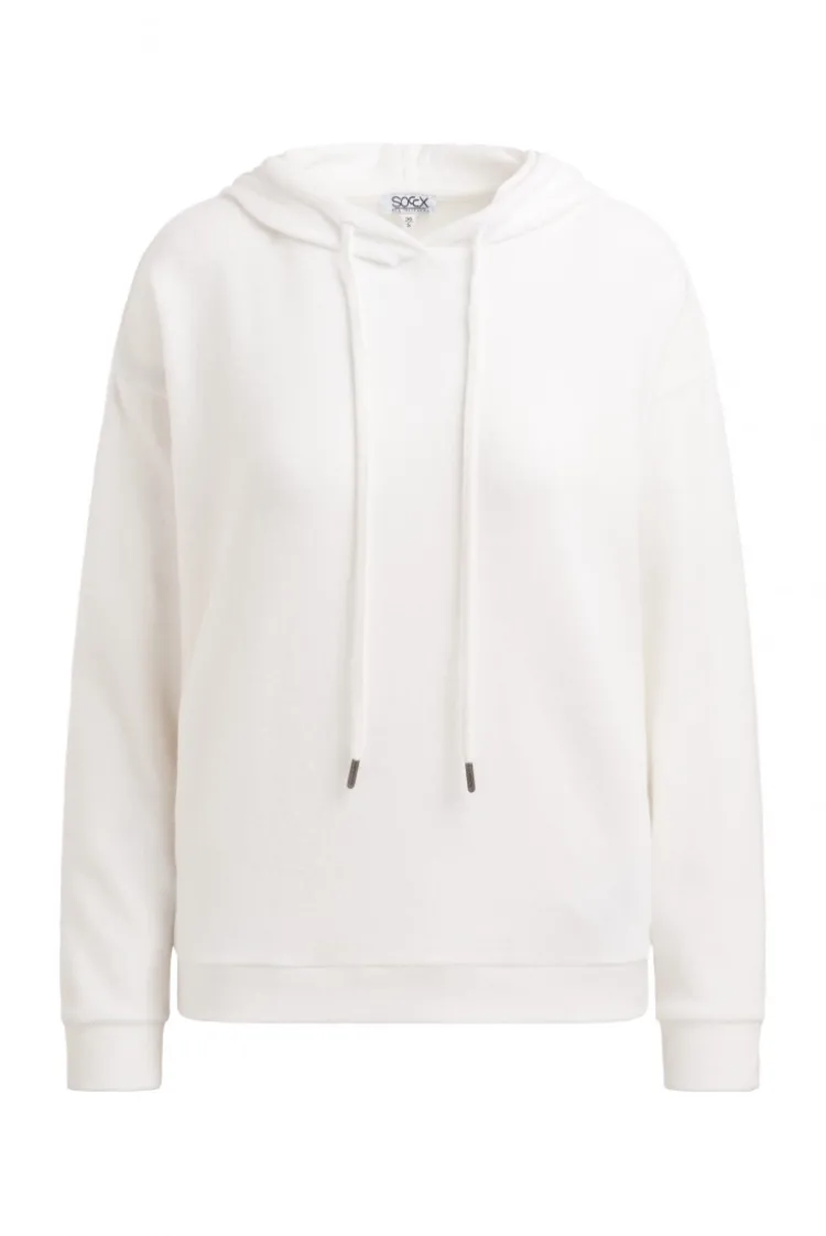 Hoodie aus Flauschstrick ivory