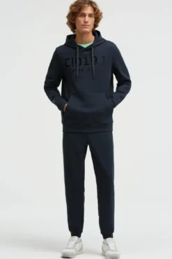 Hoodie aus Interlock mit Frontprint blue navy