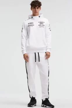 Hoodie aus Interlock mit Rubber Artworks opticwhite
