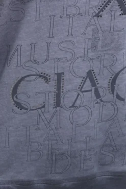Hoodie mit 3/4-Arm und Wording Prints blue grey