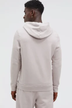 Hoodie mit Twill-Struktur und Stickerei stone