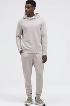 Hoodie mit Twill-Struktur und Stickerei stone