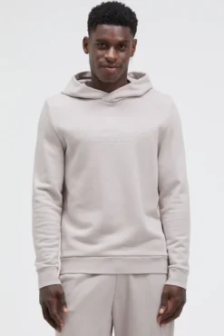 Hoodie mit Twill-Struktur und Stickerei stone