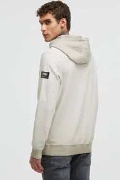 Hoodie Oil Dyed mit tonalen Ärmel-Patches stone