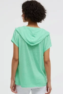 Hoodie-Top mit Ausbrenner-Effekten und Print french mint