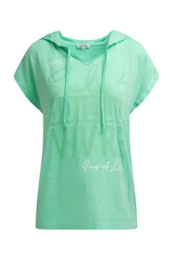 Hoodie-Top mit Ausbrenner-Effekten und Print french mint