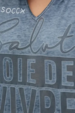Hoodie-Top mit Ausbrenner-Effekten und Print soft azure