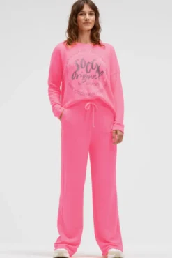 Hose aus Flauschstrick Relaxed Fit neon pink