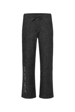 Hose aus Flauschstrick Relaxed Fit black melange