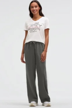 Hose aus Leinen-Mix mit Elastikbund cool khaki
