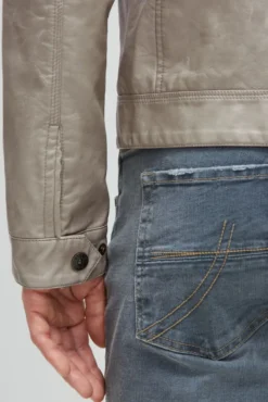 Jacke aus Kunstleder mit abknöpfbarer Sweatkapuze dark ash