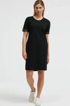 Jersey-Kleid mit Ärmel-Print black