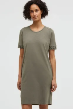 Jersey-Kleid mit Ärmel-Print cool khaki