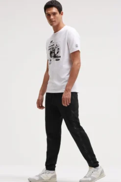 Jogginghose aus Interlock mit Seitentapes black | S