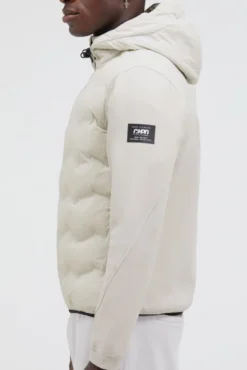 Kapuzenjacke im tonalen Materialmix stone