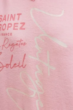 Kapuzenpullover Kurzarm aus Flauschstrick french rose melange