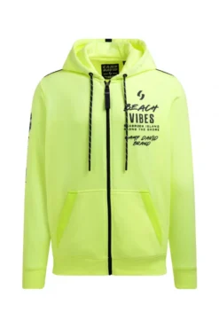 Kapuzensweatjacke mit Ärmel-Print neon lime