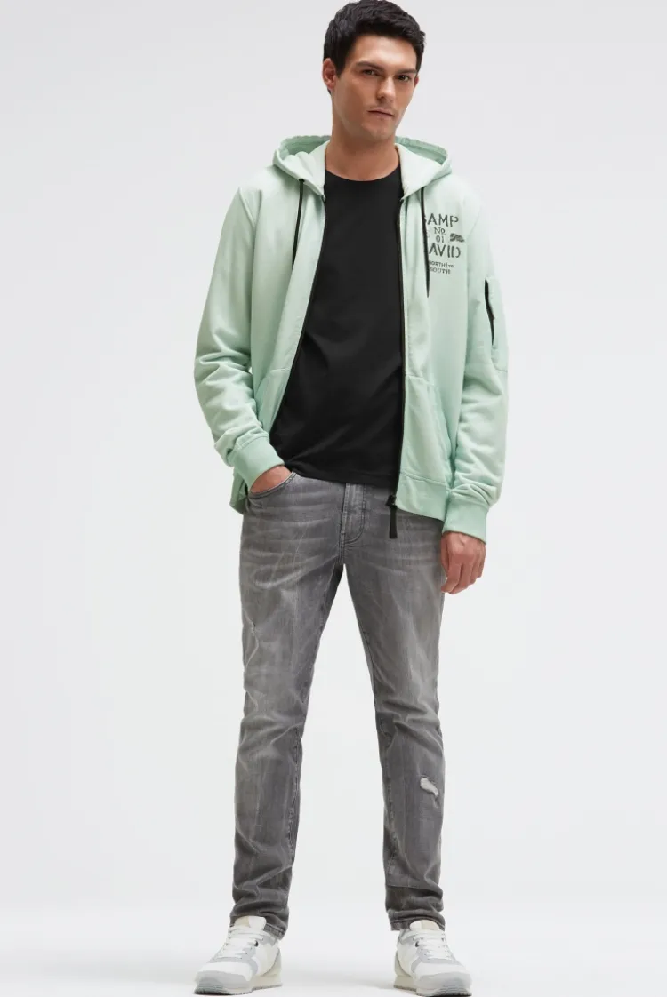 Kapuzensweatjacke Oil Dyed mit Rücken-Artwork faded mint