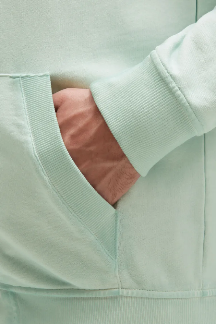 Kapuzensweatjacke Oil Dyed mit Rücken-Artwork faded mint