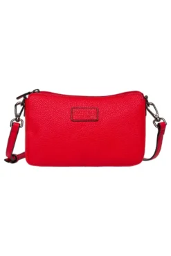 Kleine Crossbody Bag mit Label Badge clear red
