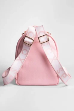 Kleiner Rucksack aus Lederimitat mit Logo-Riemen french rose
