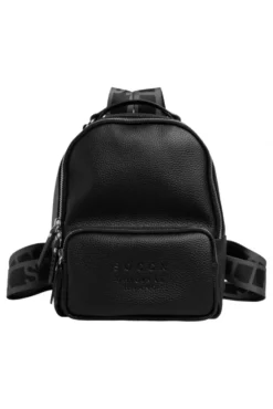 Kleiner Rucksack aus Lederimitat mit Logo-Riemen black