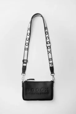 Kleine Umhängetasche mit Logo und Intarsia-Webriemen black
