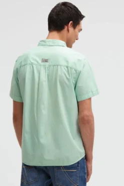 Kurzarmhemd mit diagonaler Dobby-Struktur faded mint