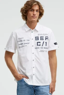 Kurzarmhemd mit Label Prints opticwhite