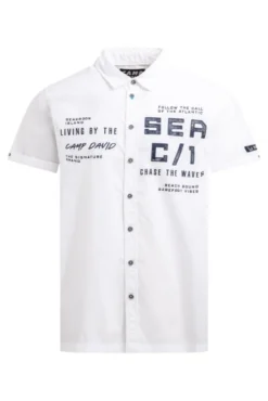 Kurzarmhemd mit Label Prints opticwhite