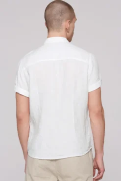 Kurzarm-Leinenhemd mit Klappentaschen opticwhite | S