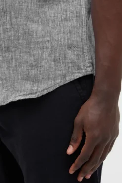 Kurzarm Leinenhemd mit Two-Tone-Struktur pure anthra