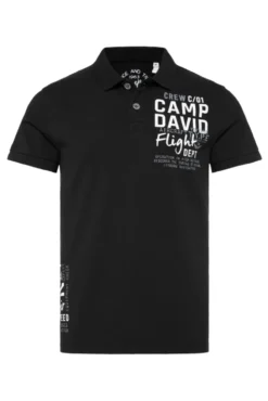 Kurzarmpolo aus Pikee mit Artworks black | M