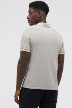 Kurzarmpolo aus Pikee mit Logostick french grey
