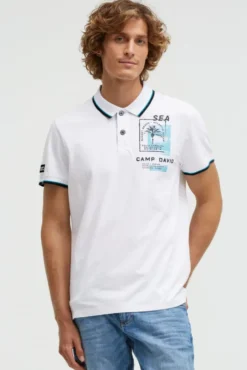 Kurzarmpolo mit Rücken-Print opticwhite