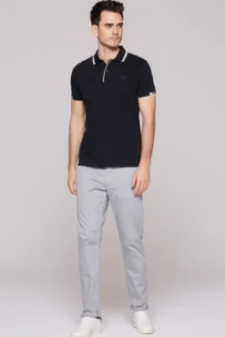 Kurzarmpolo mit Streifen-Details blue navy