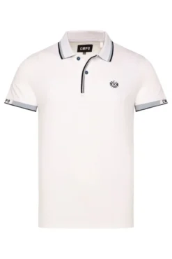 Kurzarmpolo mit Streifen-Details ivory