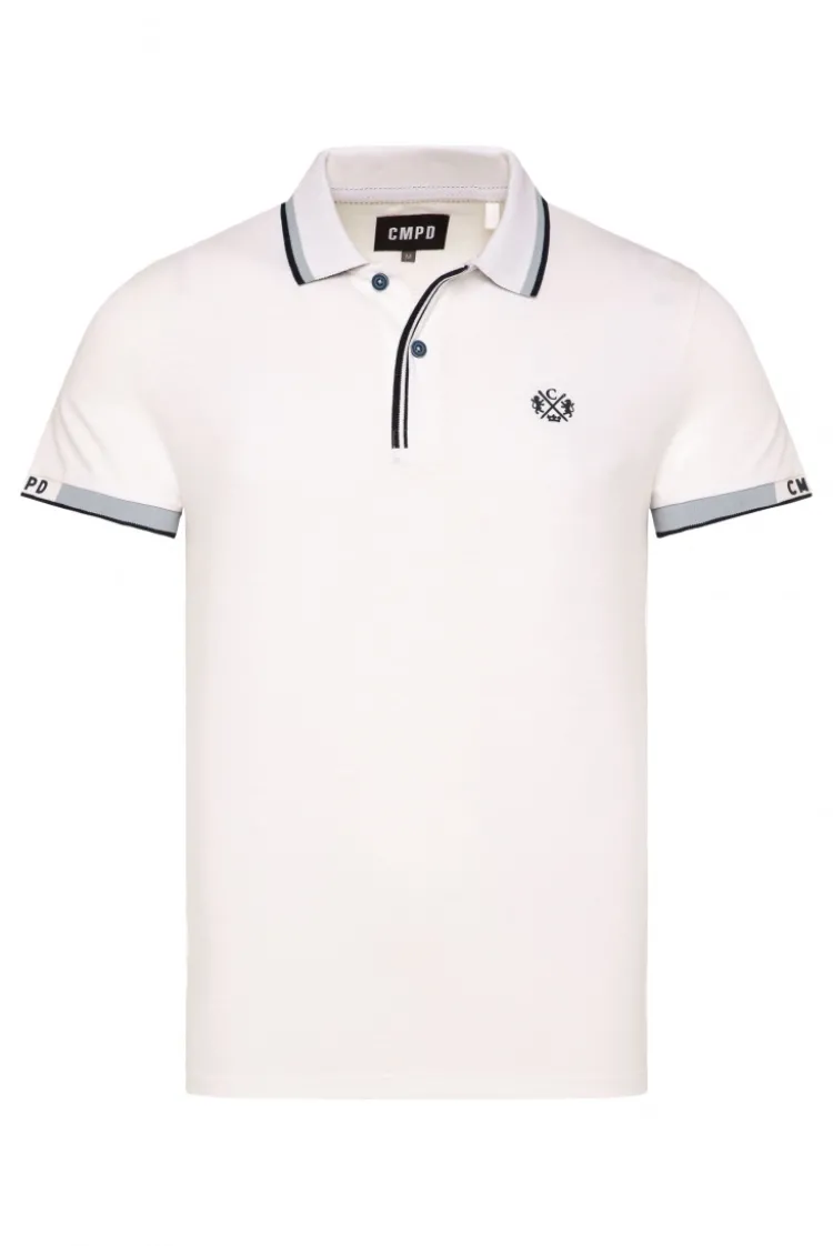 Kurzarmpolo mit Streifen-Details ivory