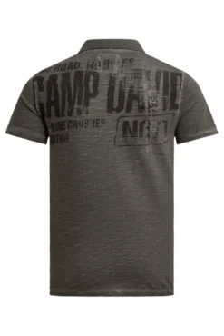 Kurzarmpolo mit V-Neck und Back-Print dark wood