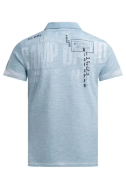 Kurzarmpolo mit V-Neck und Back-Print silver blue